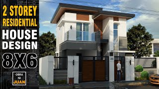 2 STOREY  SMALL HOUSE DESIGN RESIDENTIAL 8X6 METERS [upl. by Dola]