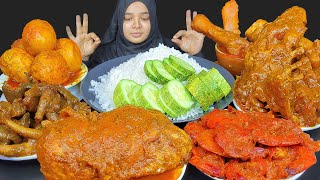 HUGE MUTTON CURRY CHICKEN LEG MASALA PRAWNS FISH CURRY CHICKEN LIVERGIZZARDFEET CURRY BIG BITE [upl. by Hannej]