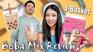 J Basket Black Tea Boba Pack Review Instant boba tea kit review make bubble tea at home [upl. by Ynnij124]