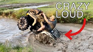 STRAIGHT PIPED Canam 570 xmr tearing up burdens creek mudbash 💯🔥 [upl. by Daphie158]