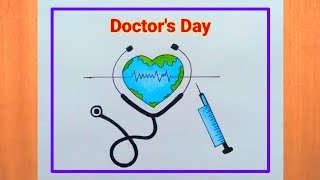 Doctor day drawing  World Doctor Dayposter  National Doctor Day drawing Doctors Day poster [upl. by Velda]