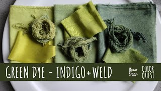 HOW TO MAKE GREEN DYE WITH INDIGO amp WELD  ORGANIC COLOR  WOOL SILK COTTON  RAINBOW PALETTE [upl. by Main]