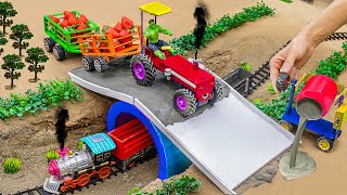 Diy tractor making mini Bridge for Train Construction  diy New Concrete Mixer Bridge [upl. by Rosmarin271]