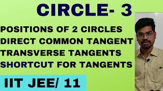 CIRCLE 3  POSITION OF 2 CIRCLES  EQUATION OF DIRECT amp TRANSVERSE COMMON TANGENT  IIT JEE  XI [upl. by Erminie]