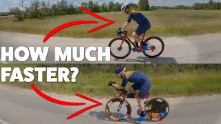 TRIATHLON BIKE vs ROAD BIKE Exact Time Saving for Every Distance Race [upl. by Tenaej]