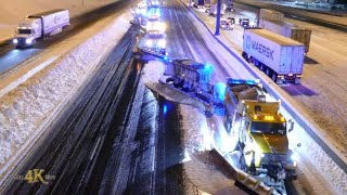 North York Convoy of freeway heavy plows on the 401 escorted by MTO  OPP 1172022 [upl. by Berkow490]