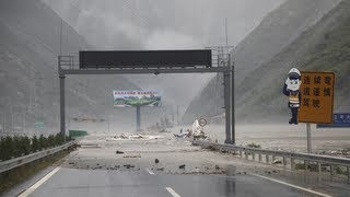 Mudslides in Sichuan province China [upl. by Yerhcaz]