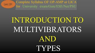 Lec51 Introduction to Multivibrators and Types  OpAmp  R K Classes  Hindi [upl. by Siroval]