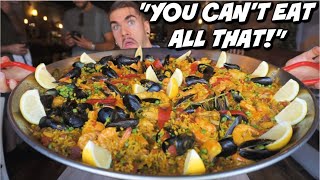 WORLDS BIGGEST PAELLA CHALLENGE  Undefeated Seafood Paella Food Challenge  Tapas at Embrujo [upl. by Elman]