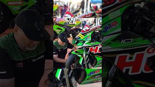 Kawasaki ZX10RR 🇮🇲 Getting Ready with Jonathan Perry at 2024 Southern 100 [upl. by Nimsay483]