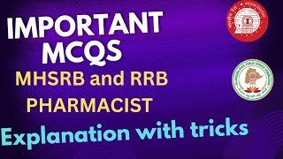 MCQs for MHSRB Pharmacist and RRB pharmacist I PHARMAPEDIA [upl. by Hackney]