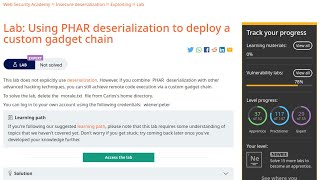 Web Security Academy  Insecure Deserialization  10  Using Phar To Deploy A Custom Gadget Chain [upl. by Inram]