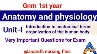 Gnm first year Anatomy and Physiology unitI important Questions for exam [upl. by Iden]