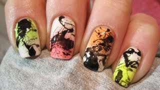 Splatter neon nails  Dmuchany wzorek neonowy  tutorial  Basevehei [upl. by Retnyw904]