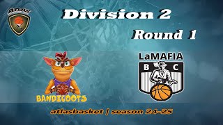 Atlasbasket  Div 2Round 1  BANDICOOTS vs LA MAFIA [upl. by Urdna]