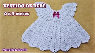 VESTIDO EM CROCHÊ PARA BEBÊ DE 0 A 3 MESES  LINDO DEMAIS [upl. by Ocin]