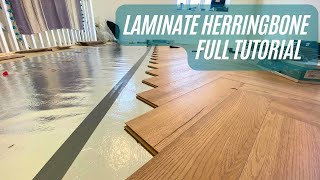 Laminate Herringbone flooring installation Full tutorial Kronotex [upl. by Otsirc]