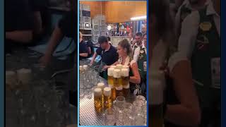 🍺 Superhuman Waitress Carries 13 Beer Glasses in ONE Trip 😱 shorts [upl. by Dawna]