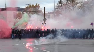 Großeinsatz Hannover vs Braunschweig Fanmarsch Hannover 96  Anund Abreise Braunschweig Fans [upl. by Winwaloe575]