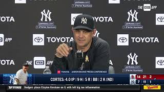 Aaron Boone on 147 loss Nestor Cortes outing vs STL [upl. by Bel]