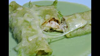 Enchiladas verdes con crema de champiñones RecetasdeLuzMa [upl. by Eciuqram]