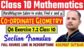 q6 ex 72 class 10 maths coordinate parallelogram taken in order find x and y [upl. by Subak]