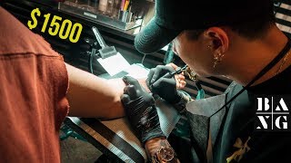 What Its Like Getting a 1500 TATTOO at Bang Bang NYC  Mr K Geometric Tiger Tattoo [upl. by Jurdi]