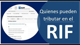 Quienes pueden tributar en el RIF  ¿𝐏𝐮𝐞𝐝𝐨 𝐭𝐫𝐢𝐛𝐮𝐭𝐚𝐫 𝐞𝐧 𝐞𝐥 𝐑𝐈𝐅 ✅♦️ Cursos RIF 2022 [upl. by Godred]