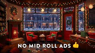 A Christmas Cafe Ambience with Christmas Jazz Music amp Crackling Fire [upl. by Theo]