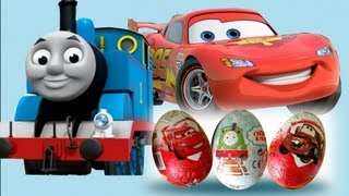 2013 Unwrapping 3 Surprise Eggs Cars 2 and Thomas the train and friends [upl. by Jr742]