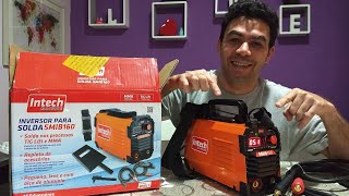 unboxing da máquina de solda inversora intech machine mini Inversora de Solda MMA e Tig Lift 160A [upl. by Aharon]