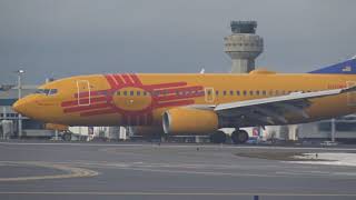 Southwest Boeing 737 New Mexico One Arrival KMHT 4K HD [upl. by Nnaed947]