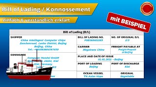 Konnossement  Bill of Lading  👨🏼‍🎓 EINFACH ERKLÄRT 👩🏼‍🎓 [upl. by Ahsietal997]