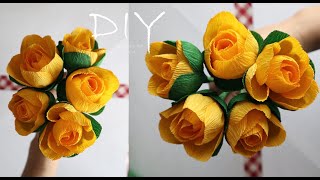 🌼🌼Buchet cu flori de hartie creponata usor de facut DIY Paper Flower bouquet 🌼 [upl. by Candy]