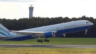 Private Las Vegas Sands Casino B767300 N804MS Takeoff Hamburg Airport  15092013 [upl. by Erodavlas690]