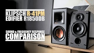 Klipsch R41PM vs Edifier R1850DB  Sound amp Frequency Response Comparison [upl. by Vivi826]