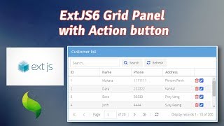 Extjs6 Grid Panel with Action Button [upl. by Lidia]