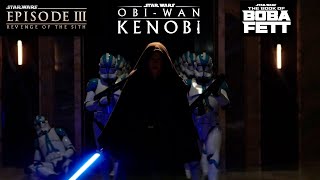 Order 66 at Jedi Temple Extended Cut with ROTS  Obi Wan Kenobi  Book of Boba Fett [upl. by Aicemaj]