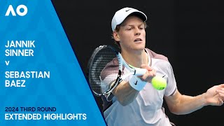 Jannik Sinner v Sebastian Baez Extended Highlights  Australian Open 2024 Third Round [upl. by Ainos376]