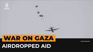 Palestinians scramble for airdropped aid in Gaza  Al Jazeera Newsfeed [upl. by Kyla]