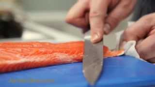 How To  skin a salmon fillet from Jamie Does [upl. by Odlonyer]