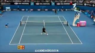 Federer backhand flick pass vs Djokovic  Australian Open 08 [upl. by Celin]