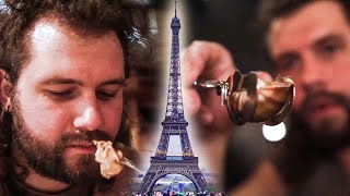 Italian tries FRENCH FOOD in Paris Andouillette Escargot Cervelle dAgneau [upl. by Hnahym]