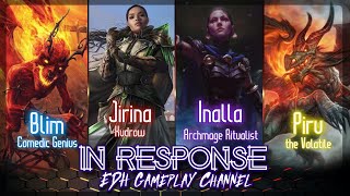 Blim vs Jirina Kudro vs Inalla vs Piru EDH Gameplay [upl. by Nnahgem]