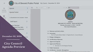 December 2 Agenda Preview  Brevard City Council [upl. by Curson34]