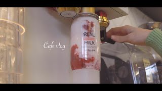 cafe vlog 🍓spring has come to cafe  strawberry ice cream latte [upl. by Fernald]