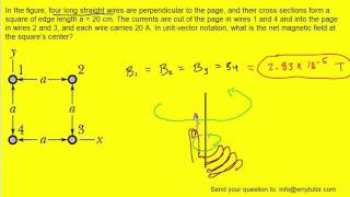 In the figure four long straight wires are perpendicular to the page [upl. by Acinorev]