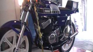 1978 RD400 Cafe motorcycle with motocarrera GP pipes 100 watt chinoy electrical [upl. by Haron]