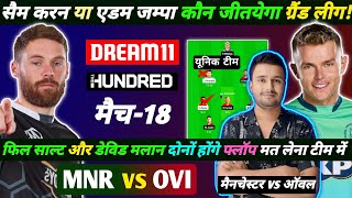 MNR VS OVI DREAM11 TEAM MNR VS OVI DREAM11 TEAM TODAY THE HUNDRED MNR VS OVI DREAM11 PREDICTION [upl. by Tufts269]