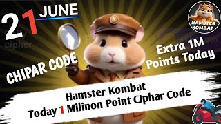 21 June Morse Code Hamster Kombat  1M Points Daily Cipher Code  Hamster kombat today morse code [upl. by Erdnaed498]